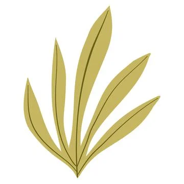 Hand Drawn Flat Doodle Leaf. Nature Green Leaf Design Element. Stock Illustration