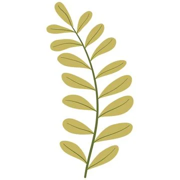 Hand Drawn Flat Doodle Leaf. Nature Green Leaf Design Element. Stock Illustration