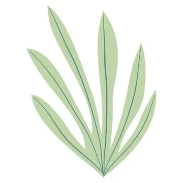 Hand Drawn Flat Doodle Leaf. Nature Green Leaf Design Element. Stock Illustration