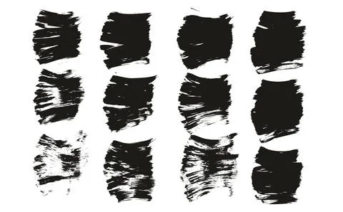 Hand Drawn Flat Fan Brush Thick Short Background High Detail Background Set Stock Illustration