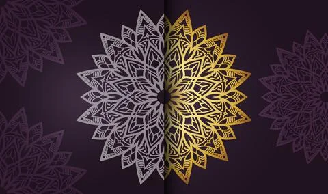 Hand drawn flat gradient golden color with luxury gradient color mandala Stock Illustration