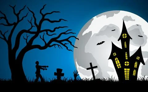 Hand drawn flat halloween background. vector illustration. Stock Illustration