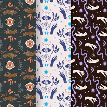 Hand drawn flat halloween pattern Stock Illustration