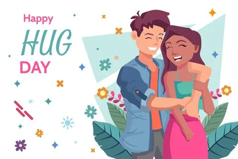 Hand drawn flat hug day background Stock Illustration