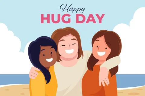 Hand drawn flat hug day illustration Stock Illustration