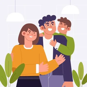 Hand drawn flat hug day illustration Stock Illustration