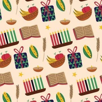 Hand drawn flat kwanzaa pattern design Illustrazione stock