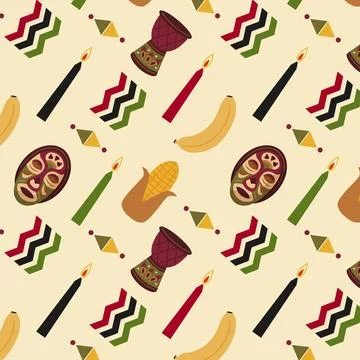 Hand drawn flat kwanzaa pattern design Stock Illustration