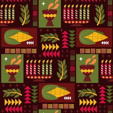 Hand drawn flat kwanzaa pattern design Stock Illustration
