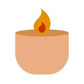 Hand drawn flat minimalistic vector illustration of a candle with flame isolated Stock Illustration