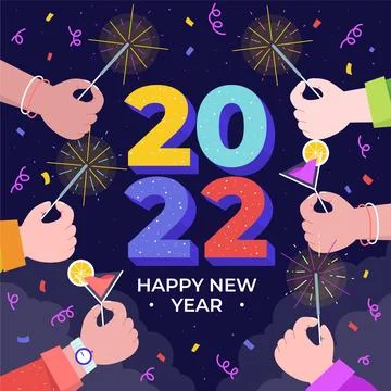 Hand drawn flat new year illustration Stock Illustration