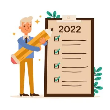 Hand drawn flat new year's resolutions illustration Stock Illustration
