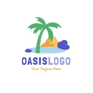 Hand drawn flat oasis logo Stock-Illustration