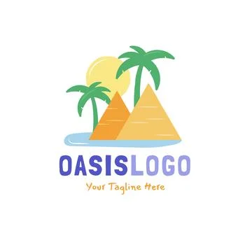 Hand drawn flat oasis logo Stock Illustration
