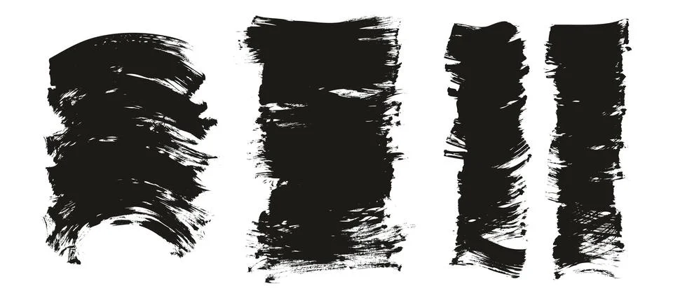 Hand Drawn Flat Sponge Thick Artist Brush Curved Background High Detail MEGA Set Illustrazione stock
