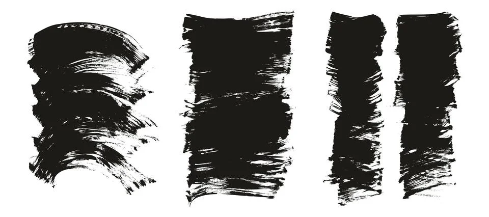 Hand Drawn Flat Sponge Thick Artist Brush Curved Background High Detail MEGA Set Stock Illustration