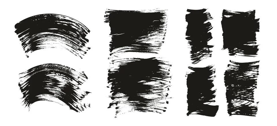 Hand Drawn Flat Sponge Thick Artist Brush Curved Background High Detail MEGA Set Stock Illustration