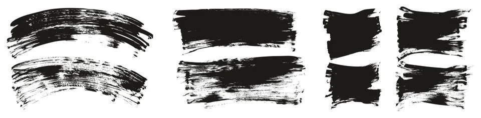 Hand Drawn Flat Sponge Thick Artist Brush Curved Background High Detail MEGA Set Stock Illustration