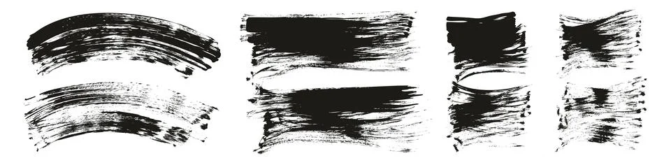 Hand Drawn Flat Sponge Thick Artist Brush Curved Background High Detail MEGA Set Illustrazione stock