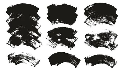 Hand Drawn Flat Sponge Thick Artist Brush Curved Background High Detail MEGA Set Stock Illustration