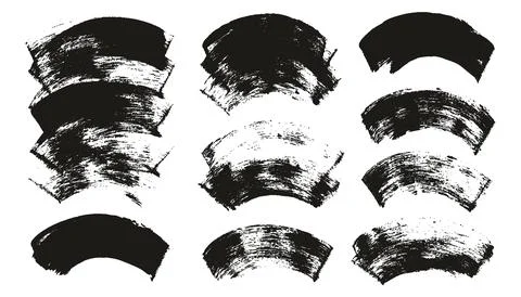 Hand Drawn Flat Sponge Thick Artist Brush Curved Background High Detail MEGA Set Stock Illustration