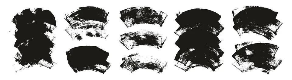 Hand Drawn Flat Sponge Thick Artist Brush Curved Background High Detail MEGA Set Stock Illustration