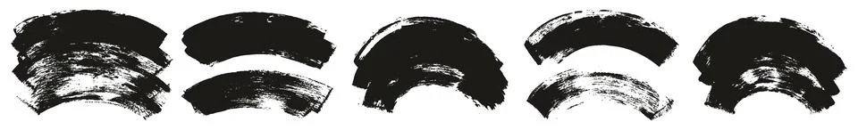 Hand Drawn Flat Sponge Thick Artist Brush Curved Background High Detail MEGA Set Illustrazione stock