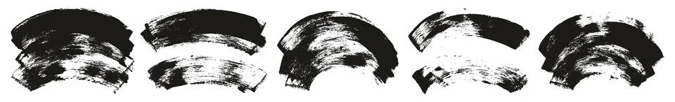 Hand Drawn Flat Sponge Thick Artist Brush Curved Background High Detail MEGA Set Stock Illustration