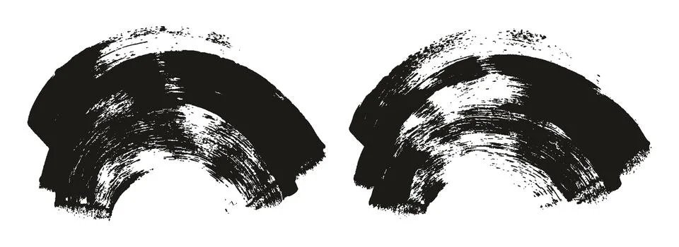 Hand Drawn Flat Sponge Thick Artist Brush Curved Background High Detail MEGA Set Stock Illustration