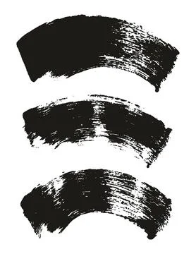 Hand Drawn Flat Sponge Thick Artist Brush Curved Background High Detail MEGA Set Stock Illustration