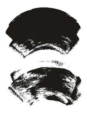 Hand Drawn Flat Sponge Thick Artist Brush Curved Background High Detail MEGA Set Stock Illustration