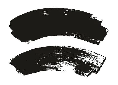 Hand Drawn Flat Sponge Thick Artist Brush Curved Background High Detail MEGA Set Stock Illustration
