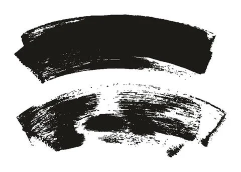 Hand Drawn Flat Sponge Thick Artist Brush Curved Background High Detail MEGA Set Stock Illustration