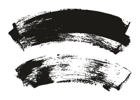 Hand Drawn Flat Sponge Thick Artist Brush Curved Background High Detail MEGA Set Stock Illustration