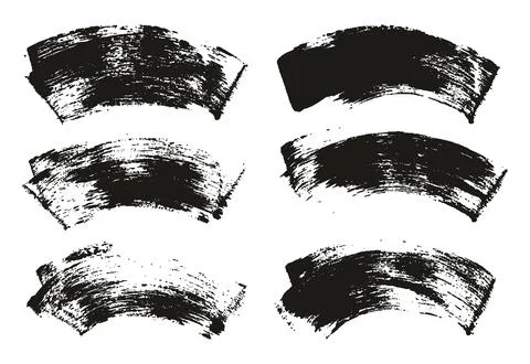 Hand Drawn Flat Sponge Thick Artist Brush Curved Background High Detail MEGA Set Stock Illustration
