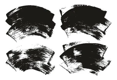 Hand Drawn Flat Sponge Thick Artist Brush Curved Background High Detail MEGA Set Illustrazione stock