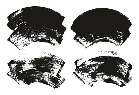 Hand Drawn Flat Sponge Thick Artist Brush Curved Background High Detail MEGA Set Stock Illustration