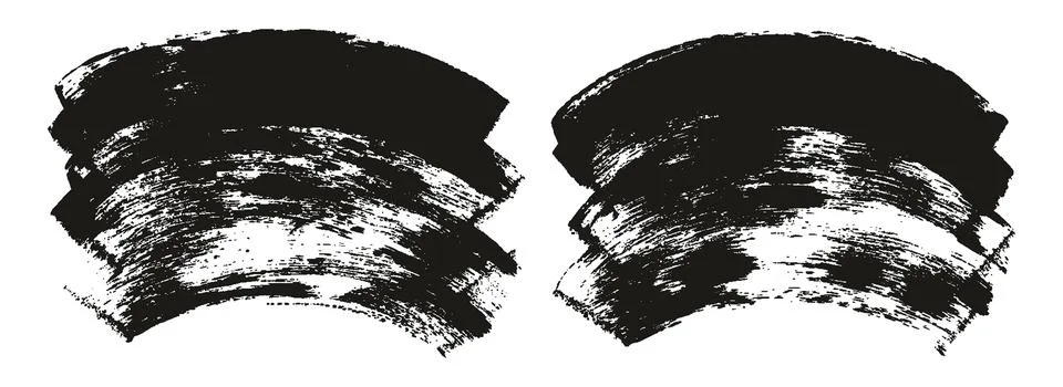 Hand Drawn Flat Sponge Thick Artist Brush Curved Background High Detail MEGA Set Illustrazione stock