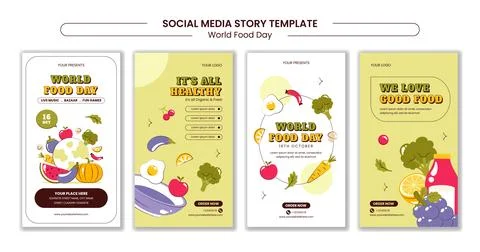 Hand-Drawn Flat Style Illustration for World Food Day Social Media Stories .. Stock Illustration
