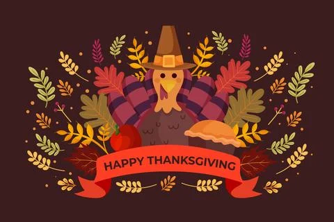 Hand drawn flat thanksgiving background Stock Illustration