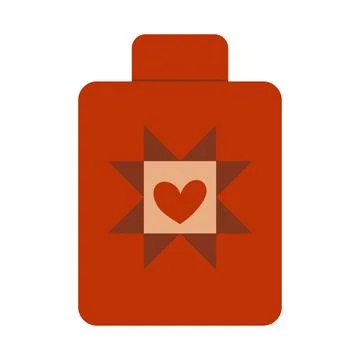 Hand drawn flat vector illustration of red hot water bottle with heart isolated Stock Illustration