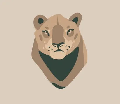 Hand drawn flat vector stock abstract graphic illustration with African wild Stock Illustration