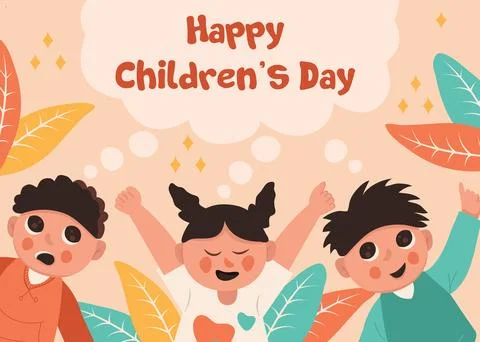 Hand drawn flat world children's day background Stock Illustration