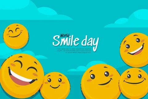 Hand drawn flat world smile day background Stock Illustration