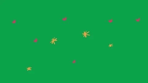 Hand Drawn Floating Confetti Sparks and Beans Green Screen Overlay Graphic Stock Footage 344049239