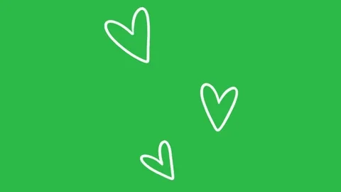 Hand Drawn Floating Heart Outlines Line Art Overlay on Green Screen Background Stock Footage 339335227