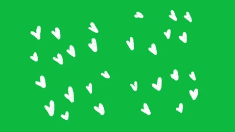 Hand Drawn Floating White Hearts 2D Green Screen Animated Background Overlay Vídeo Stock 342398564