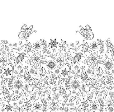 Hand drawn floral background Stock Illustration