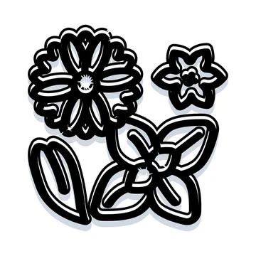 Hand drawn floral blossoms creating decorative garden design Stock Illustration