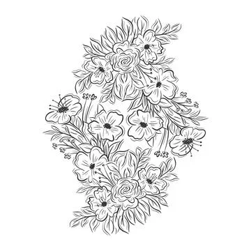 Hand drawn floral bouquets elements Stock Illustration